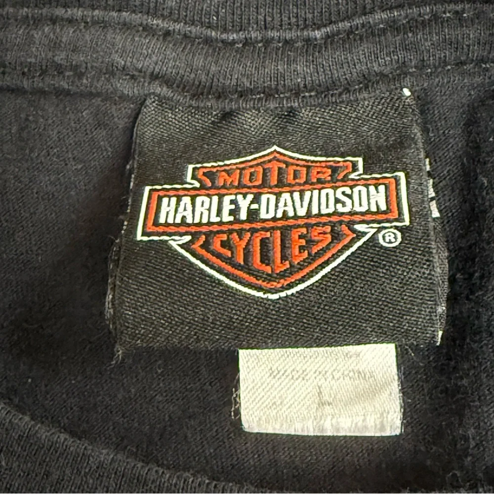 Harley Davidson Black Orange Graphic Logo Motorcycle Biker Tee Shirt L - Picture 7 of 10